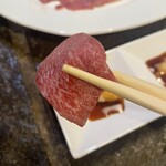 Kuriya Chisotei - 馬刺のソルベ　半解凍で提供　馬肉はとても脂が多いので常温では溶けてしまうから。