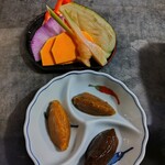 味噌坐　玉響 - 野菜と３種のなめ味噌（唐辛子、あさり、梅）