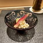 あま木 - 知多の渡り蟹　焼き茄子（赤茄子）　茗荷　胡麻酢　