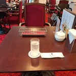 コロンバン 原宿サロン - テーブル席とお冷です。