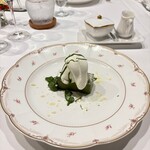 ル・ピックアシエット - 抹茶とホワイトチョコのテリーヌ ミルクのソルベ