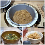 あげな - ◆ご飯はお代わり自由。お写真撮り忘れましたけれど「白ご飯」も用意されています。 炊き込みご飯は小さくカットした鶏肉が入り意外に（失礼m(__)m）美味しい。 ◆お味噌汁はセルフで。