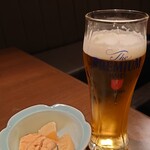 旨いもんや　和かし - 生ビール 620円、お通し 250円