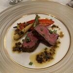 ホテルニューオータニ 大阪 - 和牛の網焼き　紫蘇の実のアンチョビソース添え