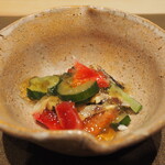 割烹さいお - 炙り〆秋刀魚ジュレ酢かけ