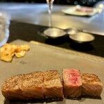 鉄板焼 石狩 - 石狩特選 A-5 
      北海道敷島ファーム産黒毛和牛
      「白老和牛」
      サーロインステーキ100g