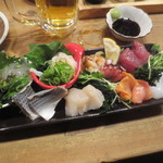 立ち呑みのさのや - 刺身盛合せ　なんと900円！！(2014.4)