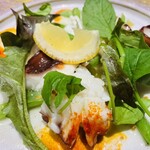 柳井 - 明石たこと白ネギのガーリック炒め