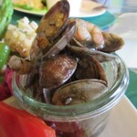 壱弐参 CAFE - あさり、いか、えびのイカ墨ソテー