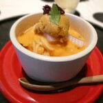 estilo h - 雲丹。鰆燻製、ガスパチョ素麺
