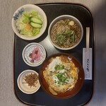 そば処 ぎんや - カツ丼ライス大盛り➕100円　山菜そば（温）