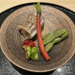 銀座 京都 鮨まつもと - 太刀魚の塩焼きと京野菜