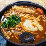 岩正 - デラックス味噌煮込みうどん（海老天・卵・鶏肉・餅）＋大盛