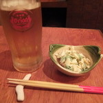 沖縄家庭料理　残波の風 - オリオン生から。