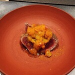 パルコ フィエラ - 鰻ちょっと煮後炭火 シャインマスカットのピクルス あるモンドソース　ベート　