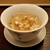 山﨑 - 玉蜀黍ペースト 出汁ジュレ 雲丹 揚げ長芋 独活