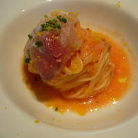 カノビアーノ アネックス - Primo Pasta；つばすとカラスミの冷製カッペリーニ（フルーツトマトの甘みが旨い♪）