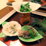 日本料理 桜楽 - ＜4月夜肉魚＞菜の花のごま和え、白和え、ホタルイカの木の芽和え