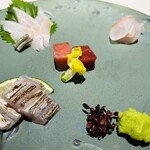 天扇 - お造り四点盛り(〃ω〃)