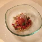 リストランテ ラ・バリック トウキョウ - イチゴのマリネとソルベ
      練乳ソース