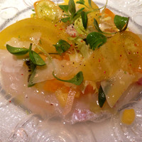 レ・セレブリテ - 【前菜】：『鯛のカルパッチョ、季節の野菜＆フルーツで』様は鯛と爽やかなフルーツのアンサンブル！！