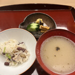 赤坂 菊乃井 - 昼懐石１５７３０円。鯛萩御飯、牛蒡すり流し。豆ご飯、あまり得意では。。。