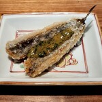 日本料理FUJI - おかき揚げメヒカリの上には大葉味噌ぽん酢、風味の後味がよき