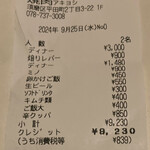焼肉アキヨシ - 本日のレシート