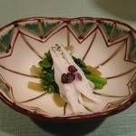 河庄利宮 - ［３回目］河庄コース(10000円)・先付 白魚・蕗・菜の花辛子浸し