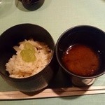 河庄利宮 - ［３回目］河庄コース(10000円)・食事 炊き込み御飯