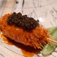 フレンチ串揚げ BEIGNET 大阪･ウメシバ - 車海老 スナップエンドウとキャビア