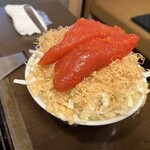 めんこ - 明太子もちもんじゃは、明太子がたっぷり二腹乗っています。