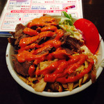 スターケバブ・アキバテラス - ケバブ丼ダブル（ビーフ＆チキン）バハラットスパイシー