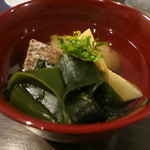 土家 - 26年4月　鯛、若芽、筍の蕎麦がき椀　木の芽の香り