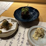 炭火割烹 麻布龍土町 - 鱧カツと炭火焼きハンバーグとポテトサラダ（全てシェア量）