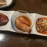 SEN YO - 前菜三種盛り合わせ（チャーシュー・海老の紹興酒漬け・よだれ鶏）