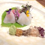 祇園ろか - 旬のお造り。薬味のバリエーションがすごい