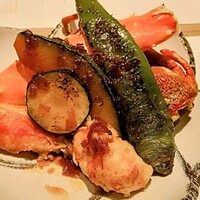 蟹たくみ - タラバガニ 伊勢海老ステーキ 旬野菜添え 