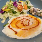 ブーランジェリ･エ･カフェ　オブジェ - 器変わってた！この色合いすき♡あとこのフライドエッグほんとに蕩けますうまし…♡