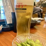 お魚スタンドゆうじ - 生ビールで乾杯