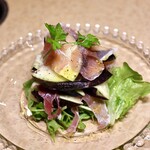 波へい - 水なすと生ハムのサラダ