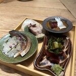 小皿のまぐろとさば。 - 