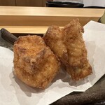 勢麟 - アカメ河豚の唐揚げ　アカメ河豚、初めていただきましたが淡白ながらも身の味が濃厚で美味。