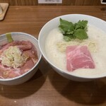 らぁ麺まほろば - 泡白湯（850円）＋ミニチャーシュー丼（350円）