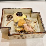 馬車道 大かわ - いちじく　静岡のカマス　おおまさり　イチジクの田楽トロントロンです♡