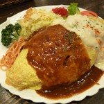 カフェドムッシュ - 2014.04.10 オムライス（デミソース、クリームソース）