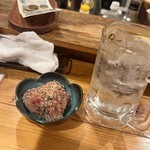 立呑み みつぼし村  - 鯵のなめろう230円。一番美味しかった。別格。