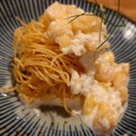 ウエストパパ - ハピバ会：揚げカッペリーニ・蟹と白桃のタルタル