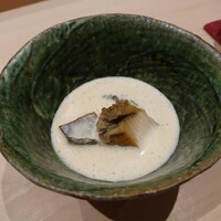 すし宮川 - 蝦夷アワビ 肝クリームソース