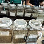 工房 こひな - これら豆の中から好きなものを落としてくれる。粒の大きな豆、細長い豆などいろいろあるんじゃな